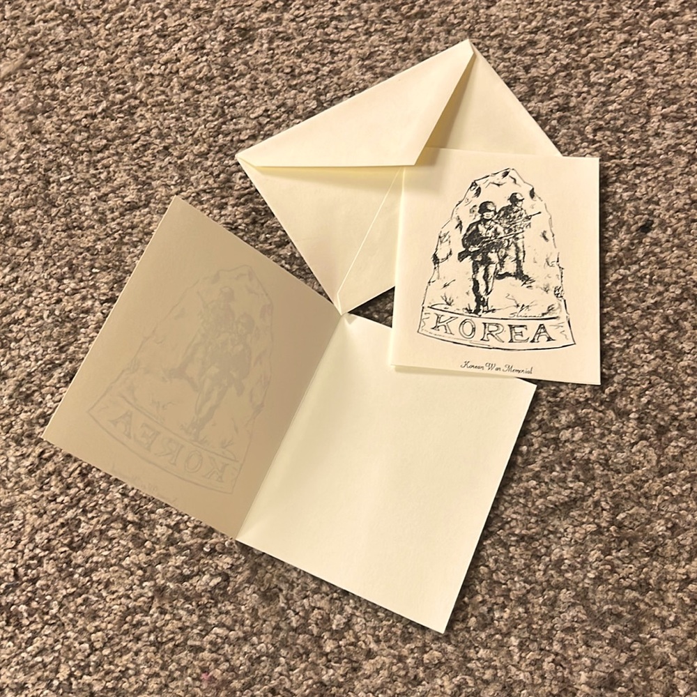Korean War Memorial stationary Cards and envelopes